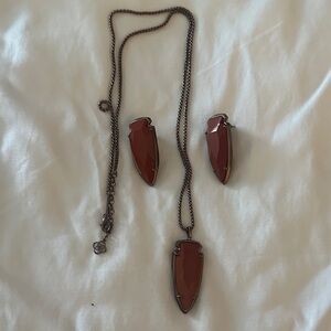 Kendra Scott Brown Pendant Necklace and Earring Set